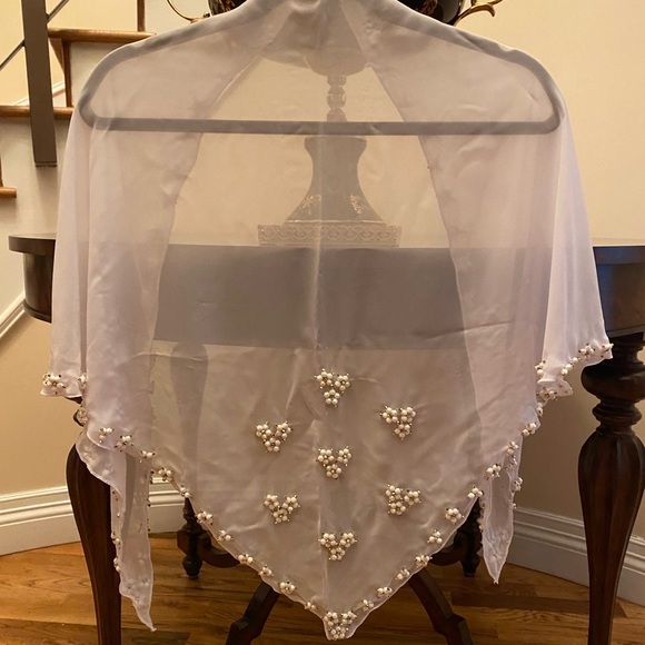 Hand Crafted Accessories - Nwt handmade fancy white color Chapel Veil, scarf, wrap